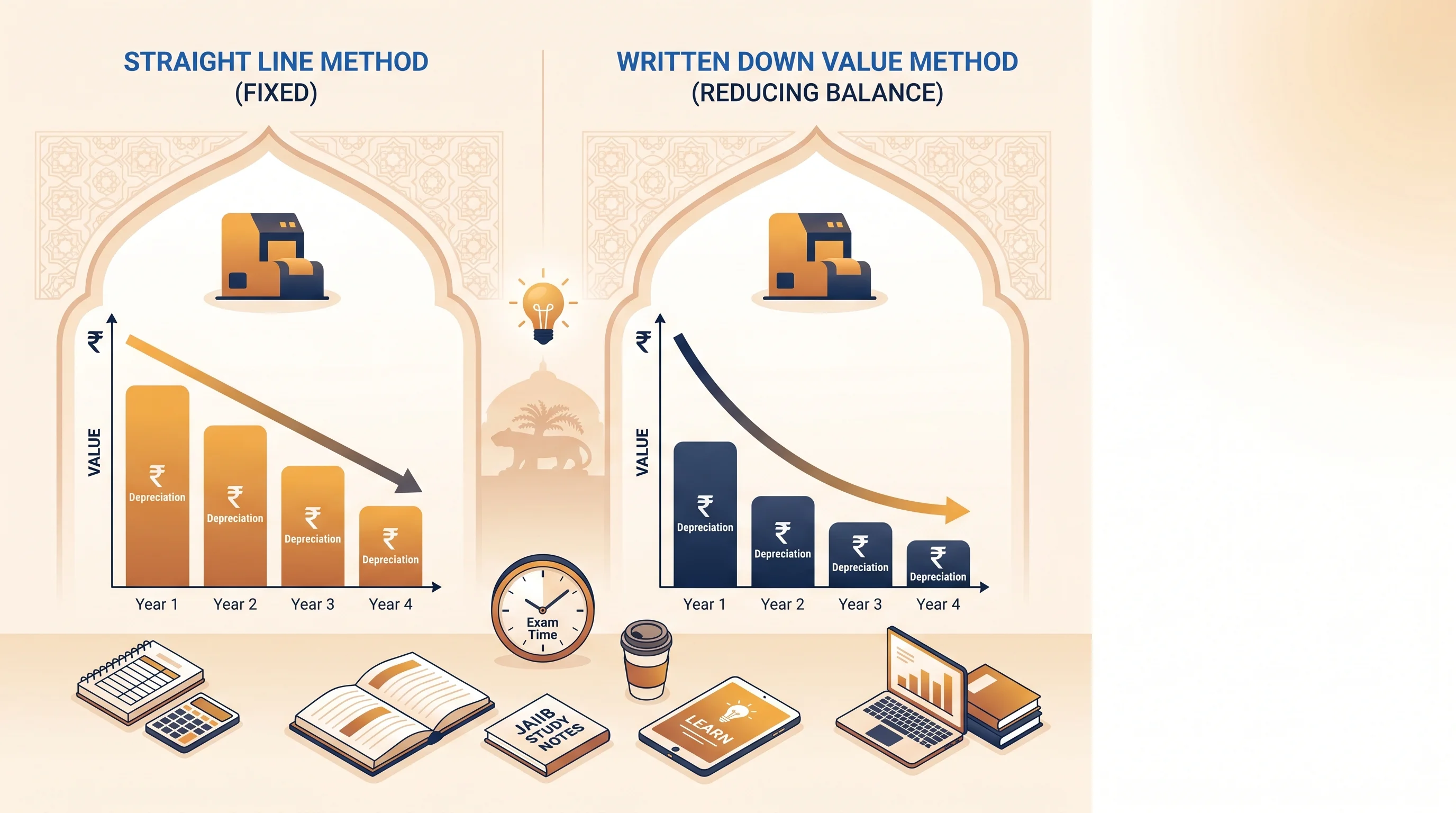 Comparison chart of straight line versus written down value depreciation