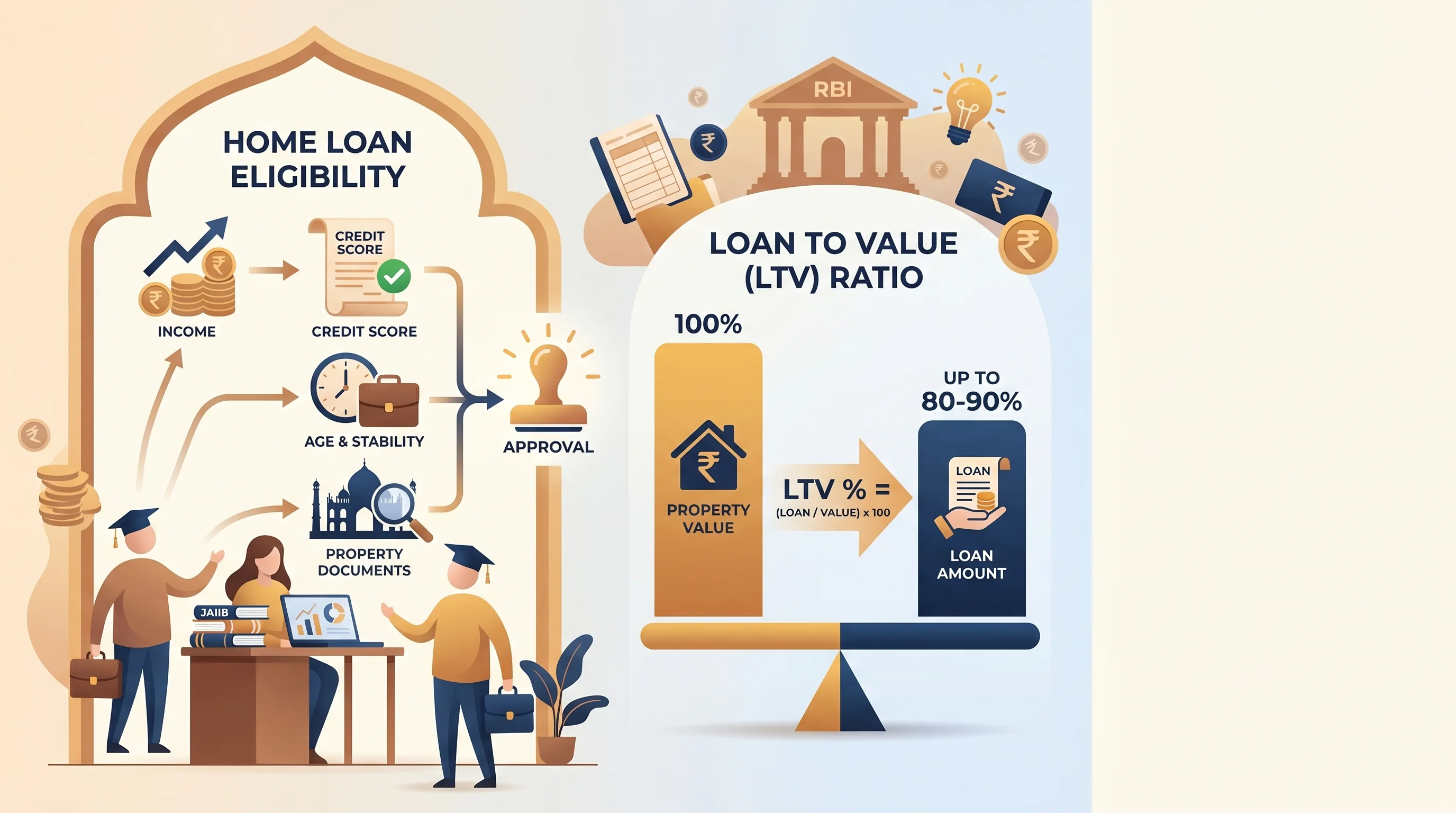 Infographic of home loan eligibility and loan to value ratio