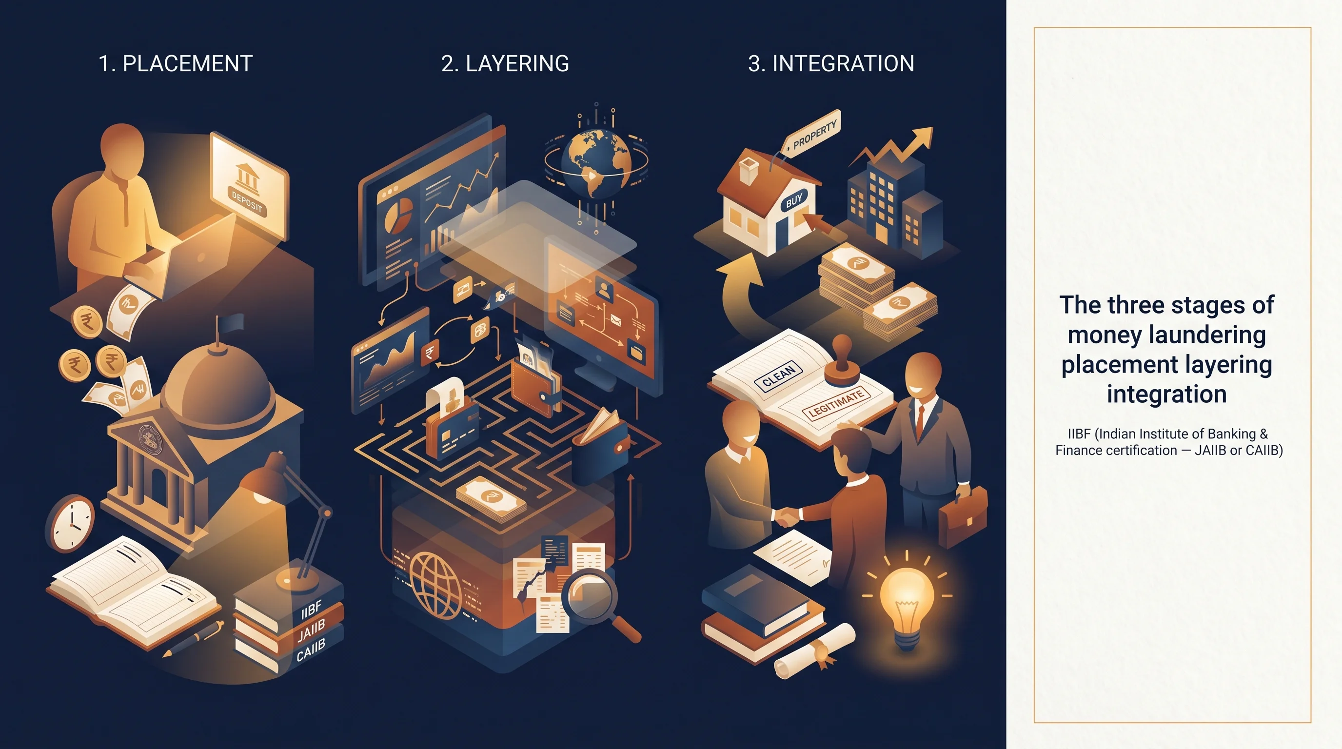 The three stages of money laundering placement layering integration