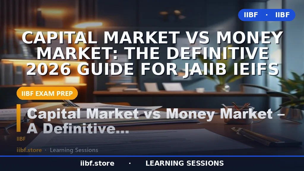 Capital Market vs Money Market: The Definitive 2026 Guide for JAIIB IEIFS