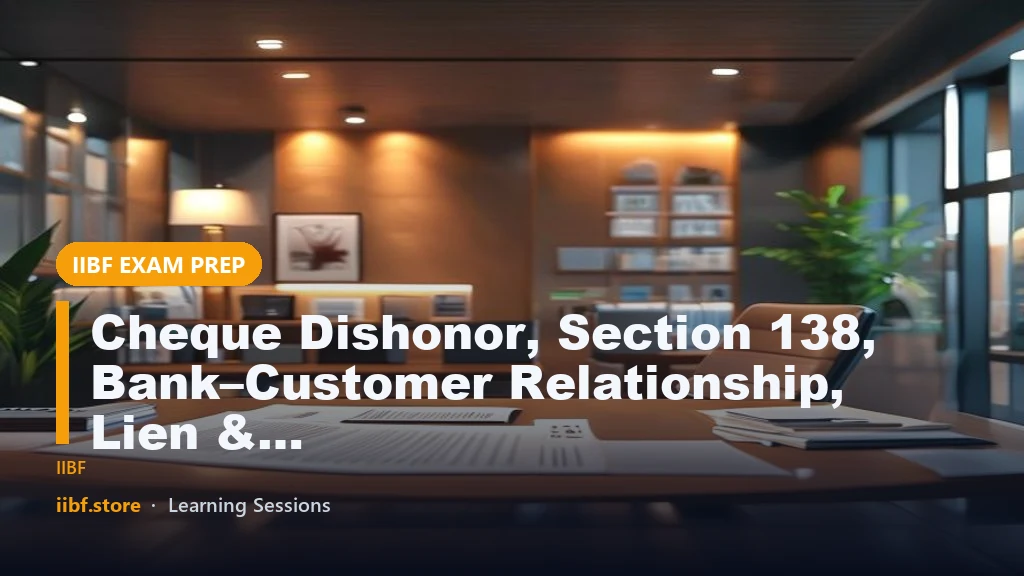 Cheque Dishonor, Section 138, Bank–Customer Relationship, Lien & Right of Set-Off – Complete Banking Guide