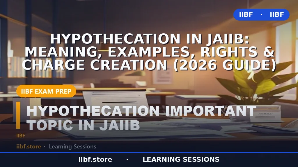 Hypothecation in JAIIB: Meaning, Examples, Rights & Charge Creation (2026 Guide)