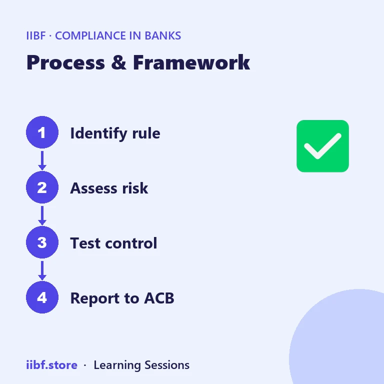 Four step strip: identify rule, assess risk, test control, report to audit committee