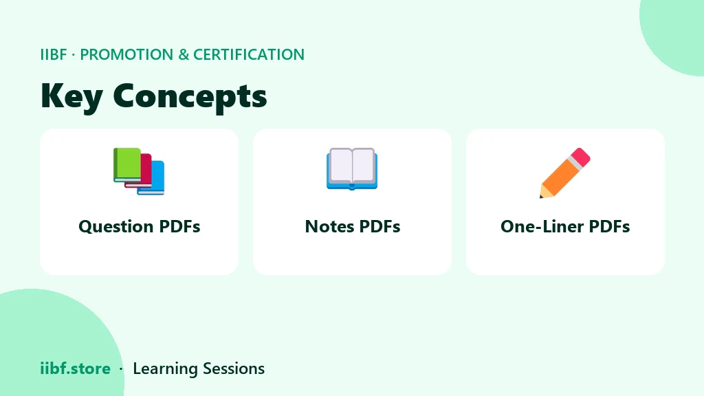 Three formats of free study material: question PDFs, notes PDFs and one-liner PDFs