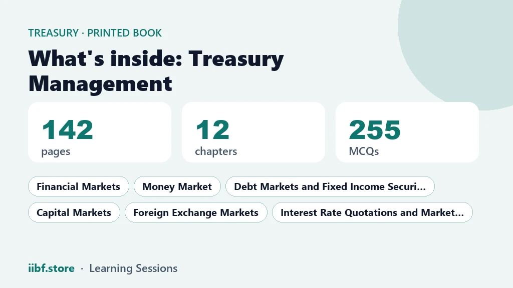 What is inside the Treasury Management book: 142 pages, 12 chapters, 255 questions