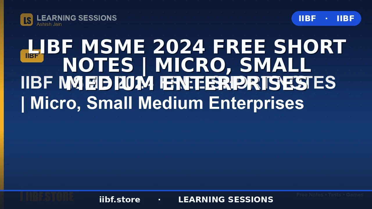 Women in MSME Sector: IIBF MSME 2026 Free Short Notes & Exam Guide