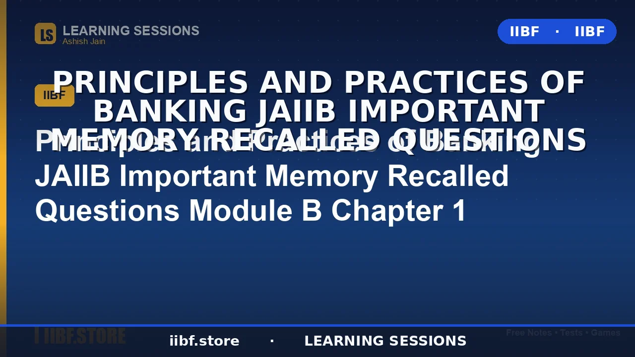 Marketing of Banking Services: JAIIB PPB Module B Chapter 1 Guide + Memory