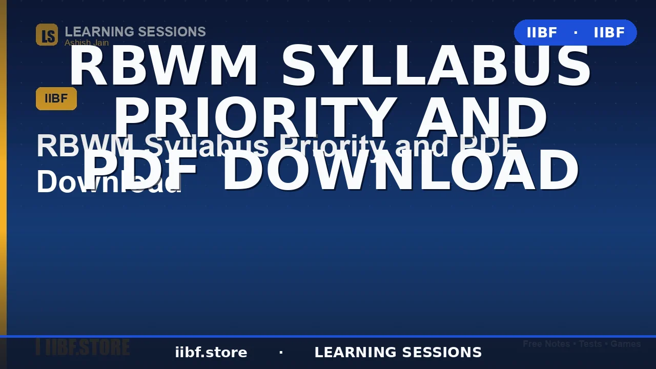 RBWM Syllabus Priority and PDF Download: Complete 2026 JAIIB Guide