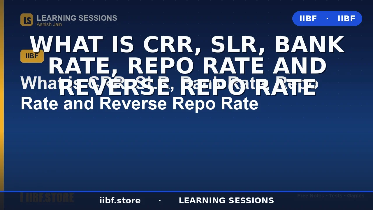 CRR SLR Repo Rate Bank Rate & Reverse Repo Rate: Complete Guide for JAIIB &
